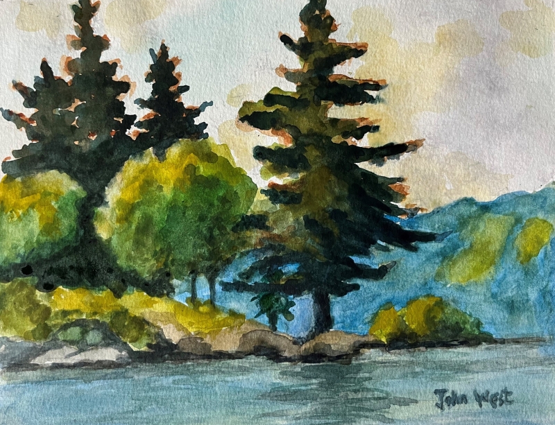 Mountain Lake Scene by artist John West